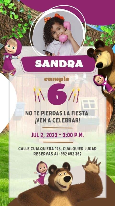 Invitaciones De Masha Y El Oso Para Editar Gratis Invita Jass 3305