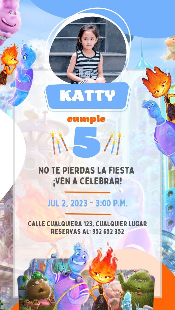 invitacion de cumpleaños de elemental para imprimir gratis