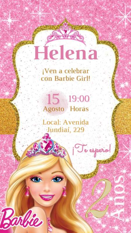 CANVA] Invitaciones de Barbie para Editar GRATIS